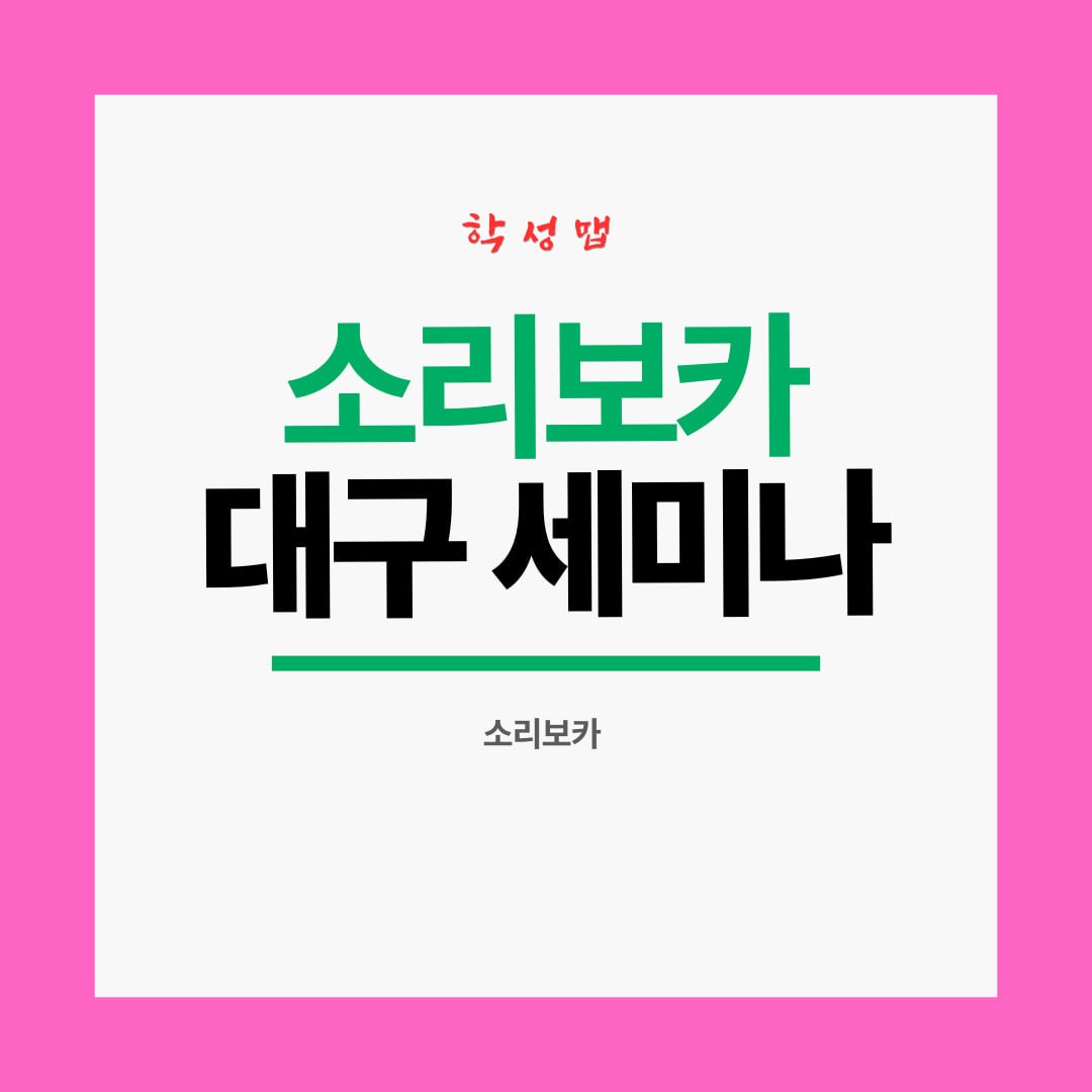 학성맵 소리보카 대구 세미나